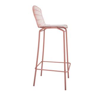 Manhattan Comfort Madeline 41.73 in. Rose Pink Gold and White Bar Stool (Set of 2) 2-198AMC6