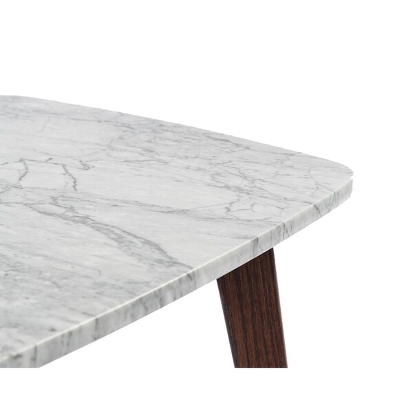 Carson Carrington Tangby 19.5-inch Square Marble Table with Walnut Legs