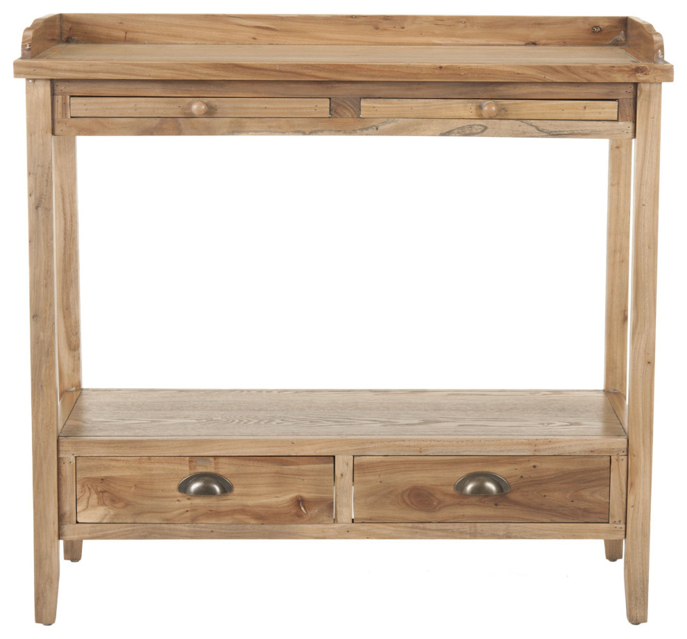 Classic Console Table  Raised Top With 2 Drawers  ampPull Out Trays   Transitional   Console Tables   by Decor Love  Houzz