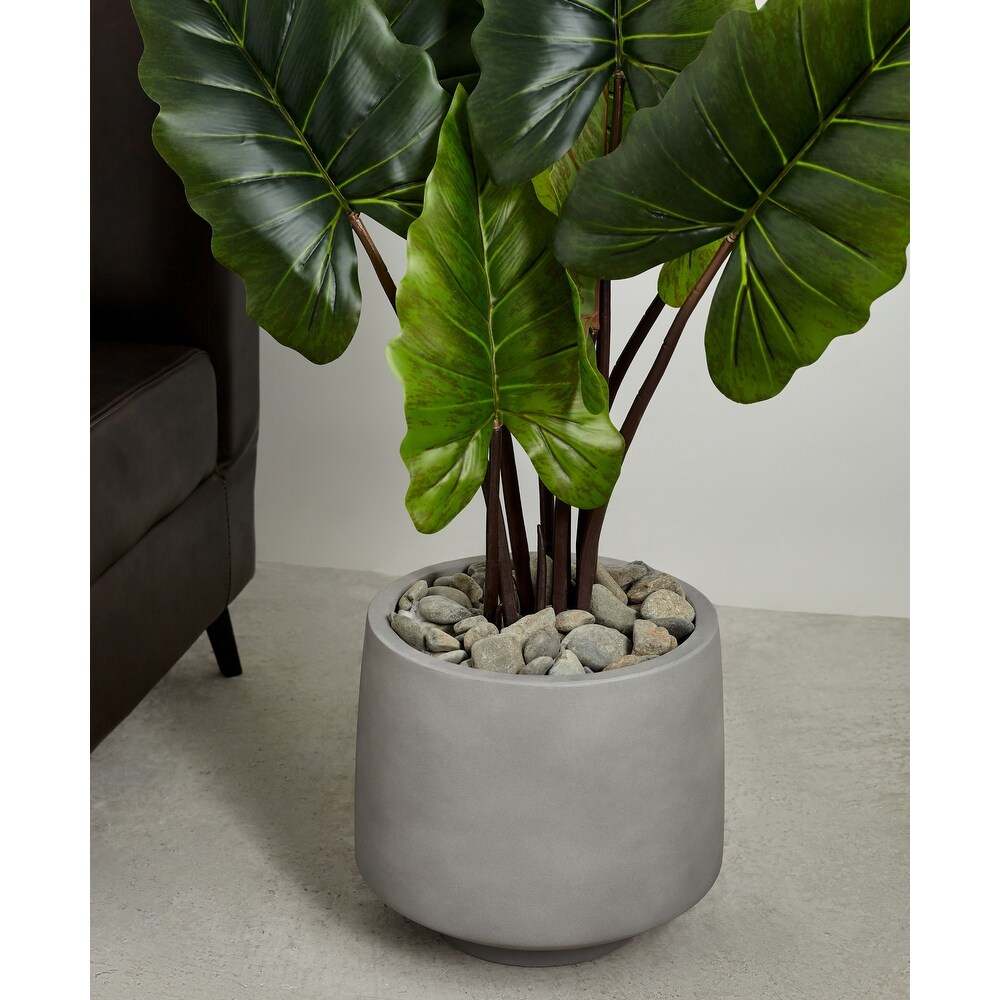 Indoor/Outdoor Large Minimalist Light Cement/ Concrete Lightweight Round Planter Pot   15  11 in