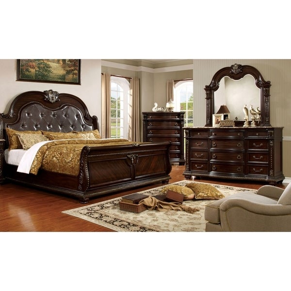 Furniture of America Dame Cherry 2-piece Dresser and Mirror Set - - 12829125