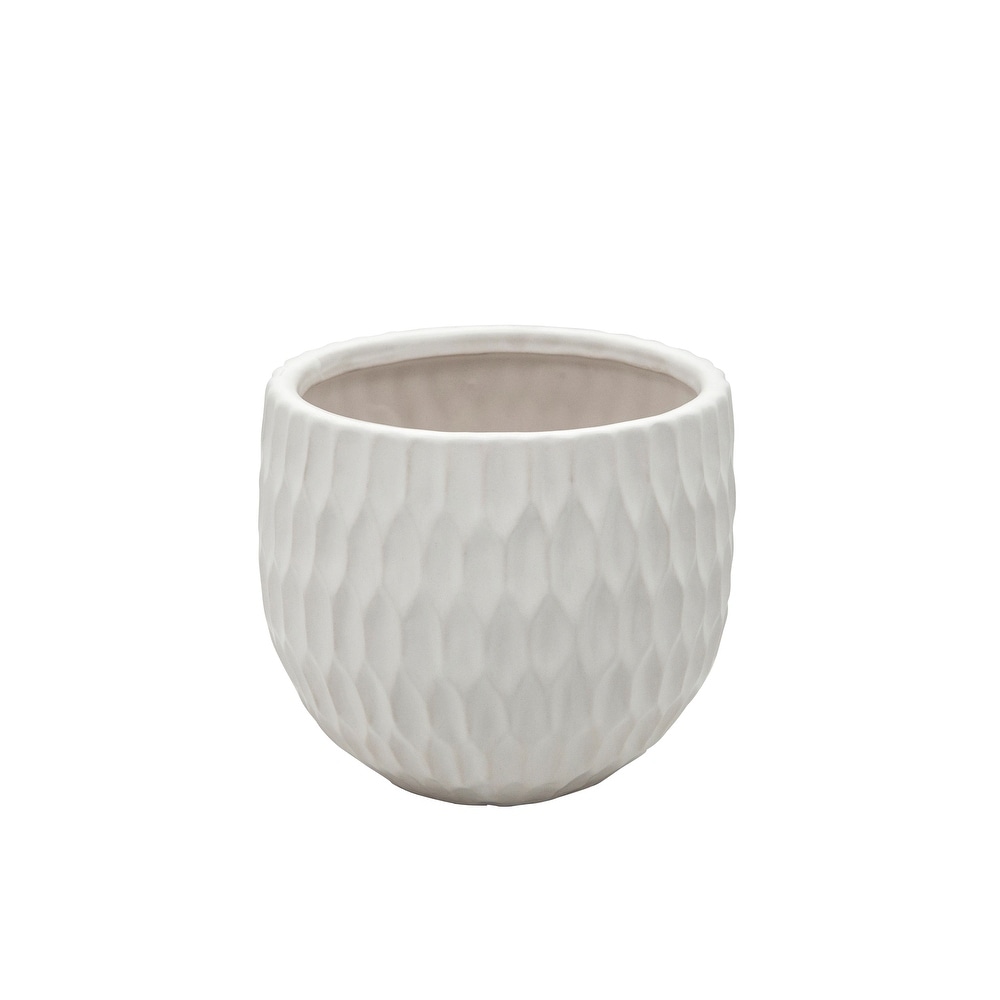 Ec  Set of 3 Ceramic Planters  Matte White 8\