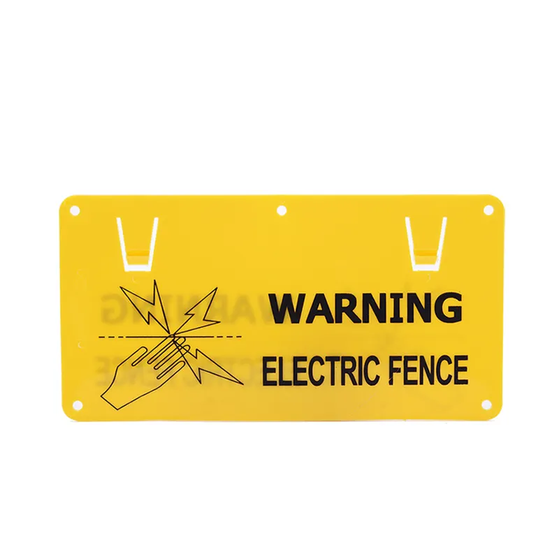 Easily assembled PP plastic high visibility yellow color electric fence warning sign with UV resistance