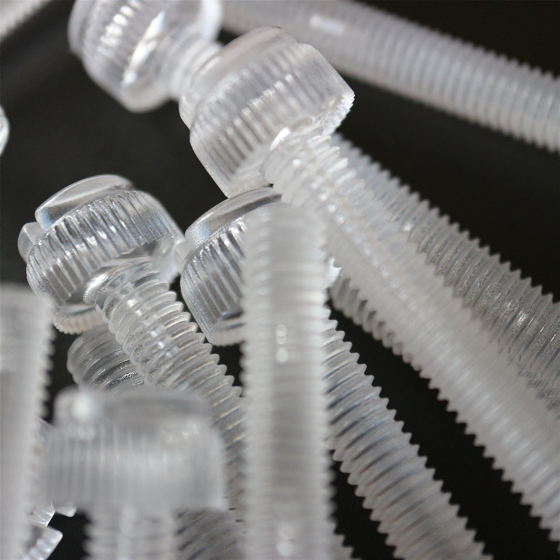 60x Clear Plastic Acrylic Thumbscrews， M6 x 60mm， slotted + knurled