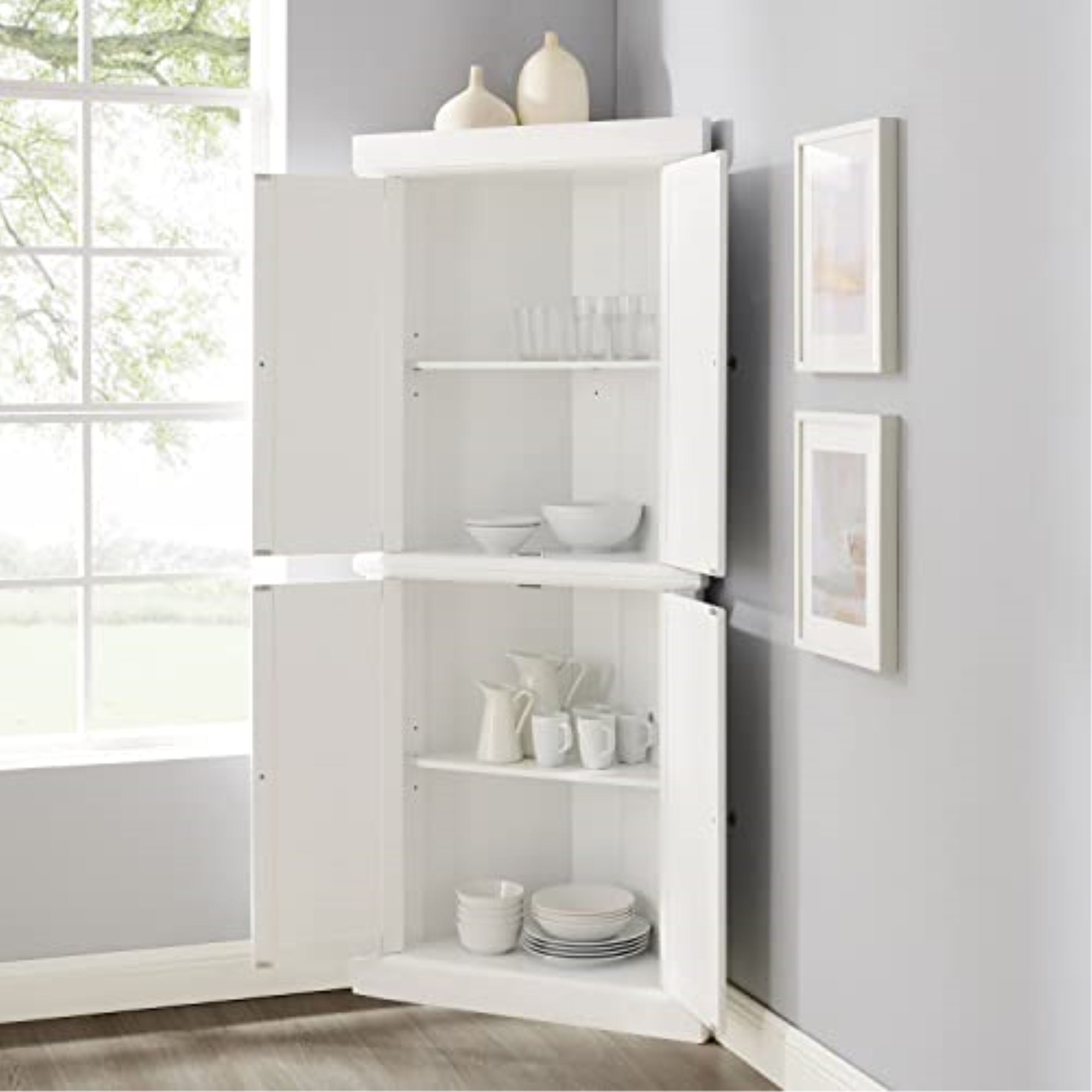 Shoreline Tall Corner Pantry - 2 Stackable Pantries