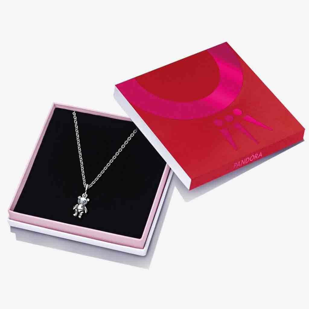 PANDORA  Teddy Bear Charm & Necklace Gift Set