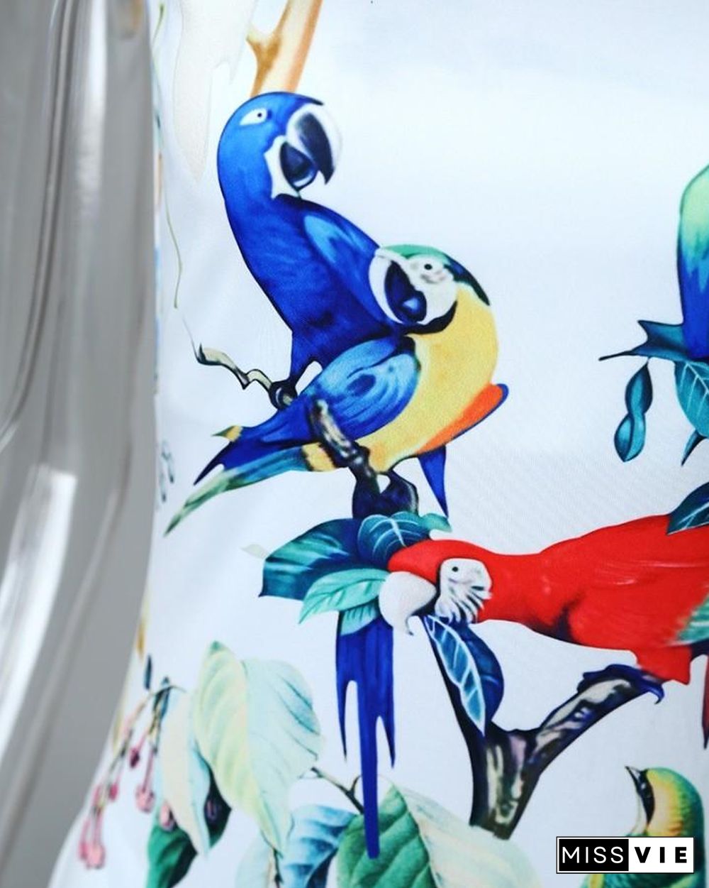 Sleeveless Bird Print Casual Dress