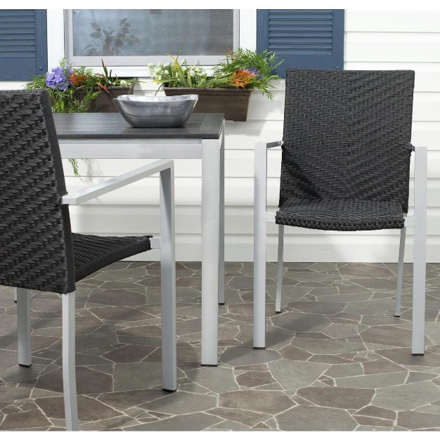 Cordova Stackable Arm Chair set Of 2 Black Safavieh