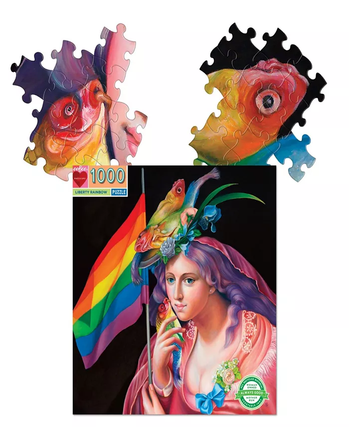 Eeboo Piece and Love Liberty Rainbow 1000 Piece Square Adult Jigsaw Puzzle Set