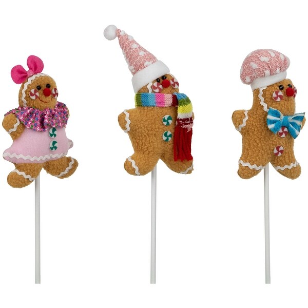 Set of 3 Plush Gingerbread Christmas Picks 10