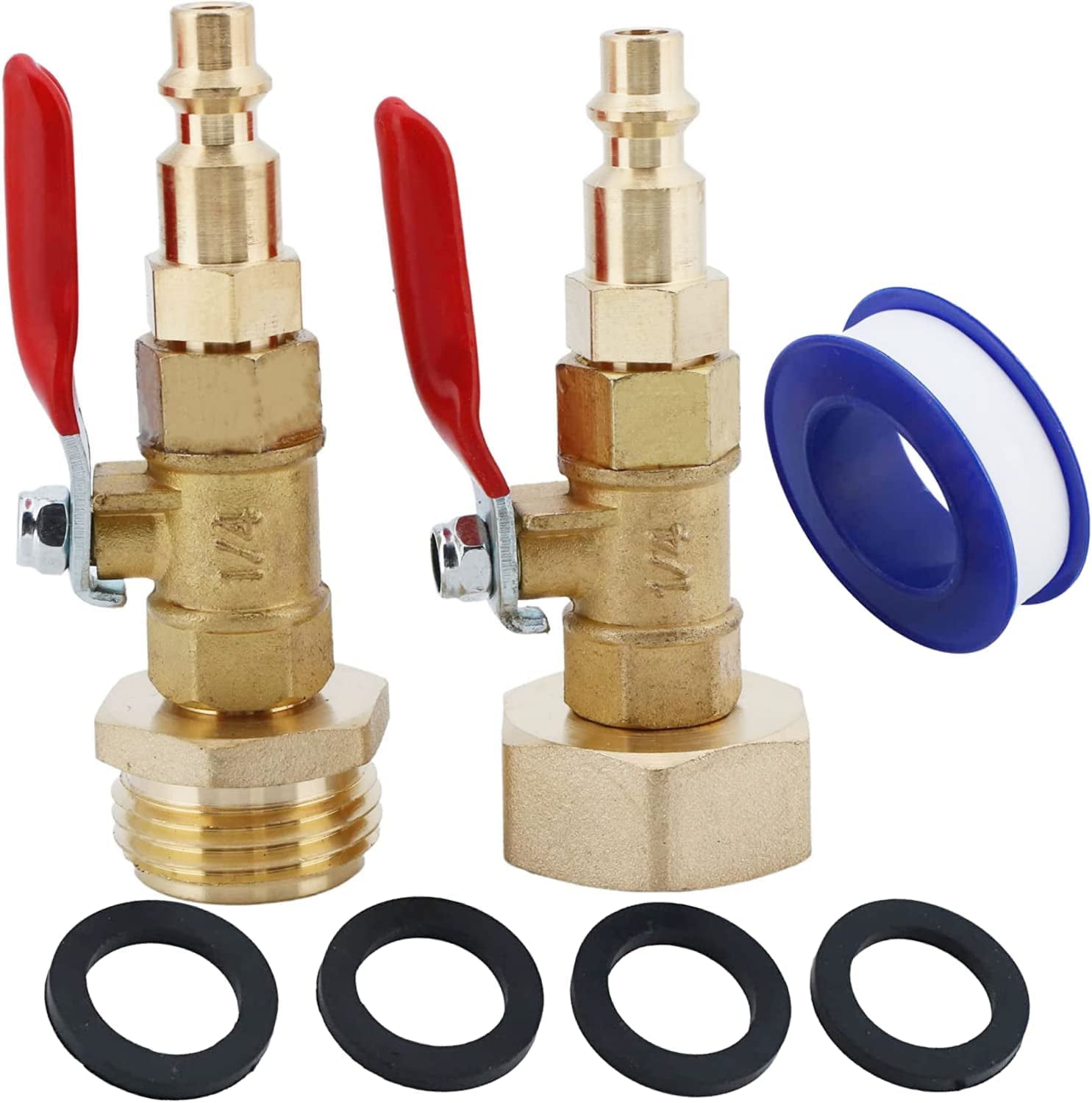 U.S. Solid 2pcs Winterize Brass Adapters RV Winterize Blowout Adapter Kit With 1/4