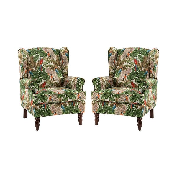 Epimethis Traditional Fabric Accent Armchair with Turned Legs Set of 2 by HULALA HOME