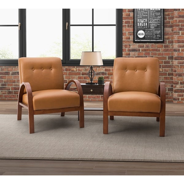 Panope Contemporary Leather Armchair with Button-tufted Back Set Of 2 by HULALA HOME