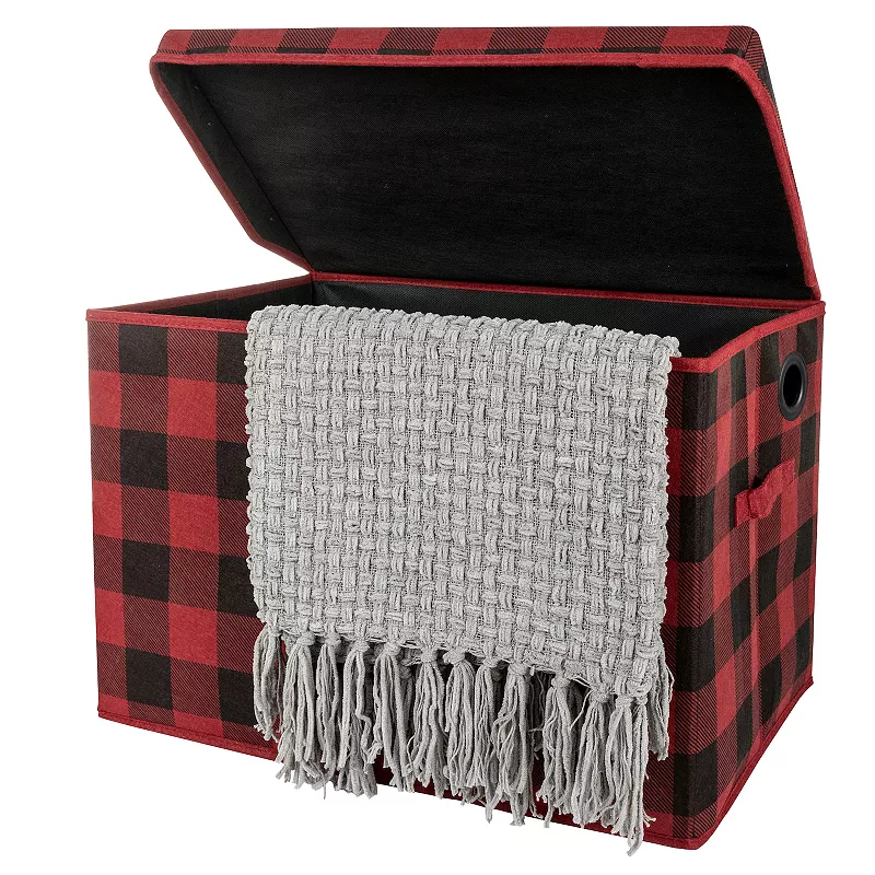 Sammy and Lou Black and Red Buffalo Check Felt Toy Box