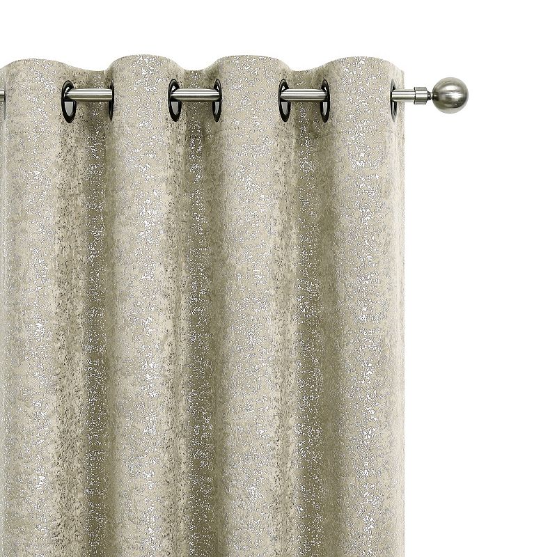 Kate Aurora 2 Pack Glam Metallic Sparkle Thermal Light Filtering Grommet Top Curtains