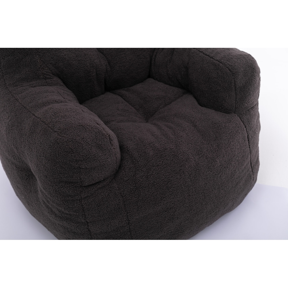 Soft Tufted Foam Bean Bag Chair With Teddy Fabric Bean For Living Room