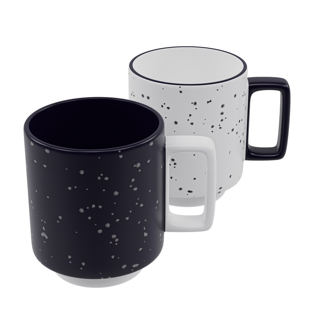 American Atelier Speckled Stackable Mugs Set of 2   14 oz