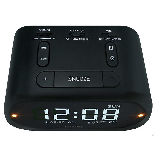 Riptunes 3 in 1 Vibrating Alarm Clock With Bed Shaker Black