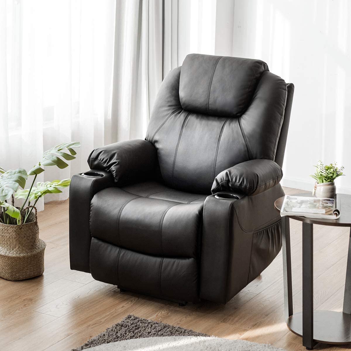 Power Lift Recliner Chair for Elderly Faux Leather Electric Recliner w/Massage and Heating