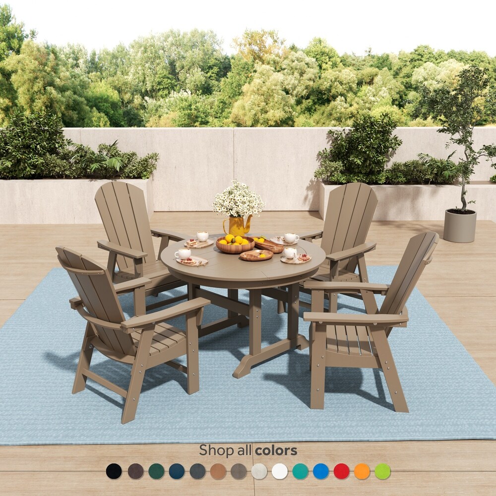 Laguna 5 Piece Round Poly Eco Friendly  Weather Outdoor Dining Set with Armchairs