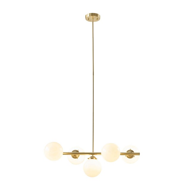 5 light Aurelia Chandelier With Frosted Glass Globe Gold Ink ivy