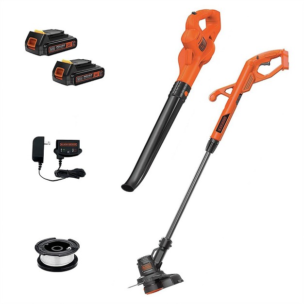 Black amp Decker Lcc222 20v Max Lithium ion Cordless String Trimmer And Sweeper Combo Kit With 2 Batteries 1 5 Ah