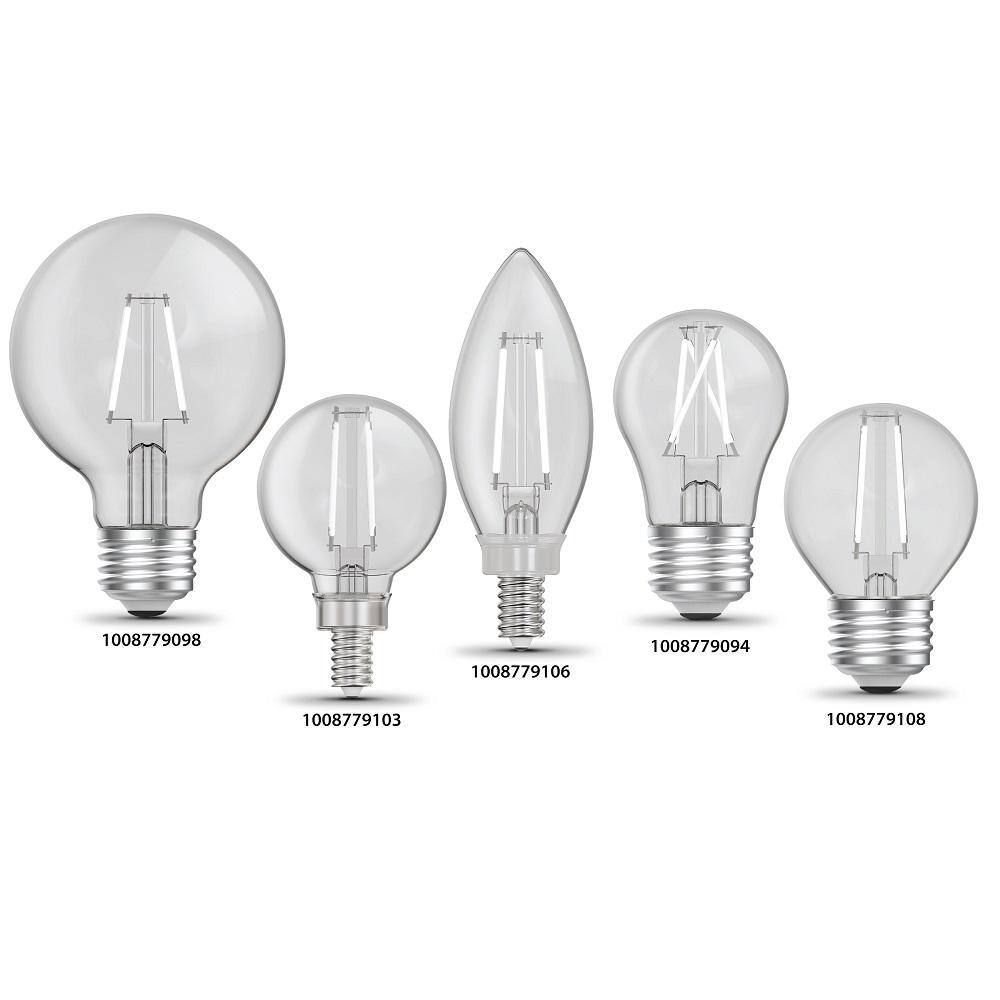 Feit Electric 60-Watt Equivalent A15 Dimmable White Filament CEC Clear Glass LED Ceiling Fan Light Bulb True White 3500K (2-Pack) A1560935CAWFILHDRP2