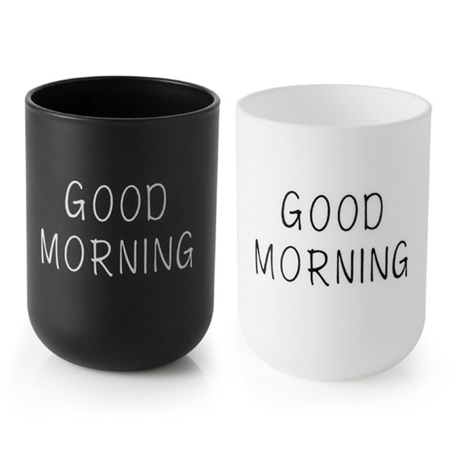 2pcs Tooth Brushing Cups Letter Printing Without Handle Pp Household Stylish Toothbrush Holder For