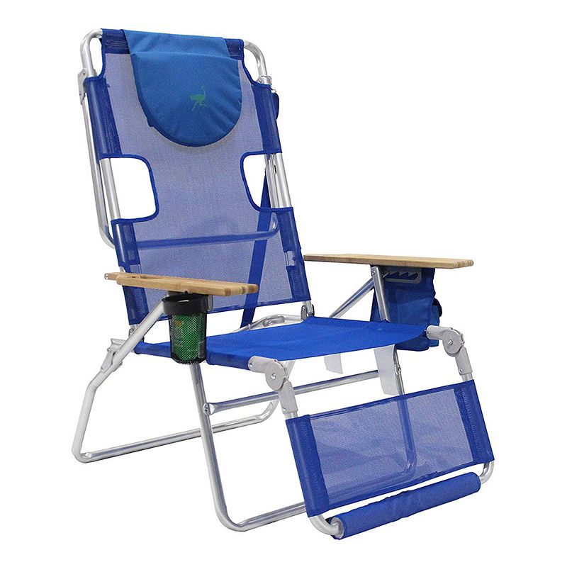 Ostrich 3-N-1 Altitude Outdoor Lounge Reclining Beach 16-Inch Height Chair， Blue