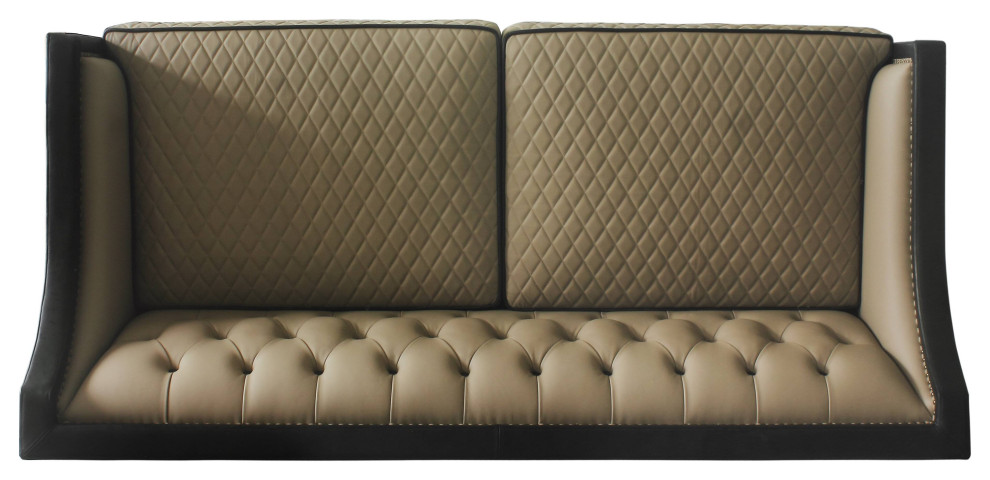 Sofa With 4 Pillows  Tan PU  Black PU and Charcoal Finish   Traditional   Sofas   by Acme Furniture  Houzz