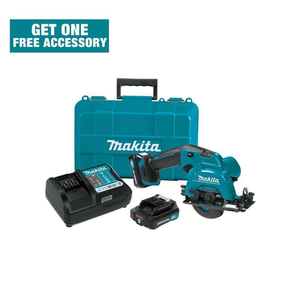 Makita 12V max CXT Lithium-Ion Cordless 3-38 in. Circular Saw Kit Case (2.0Ah) SH02R1