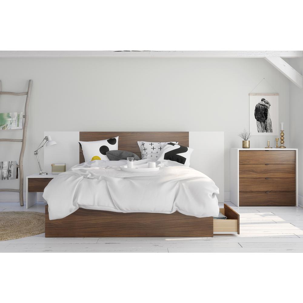 Nexera Modern 4 Drawer Chest in White & Walnut