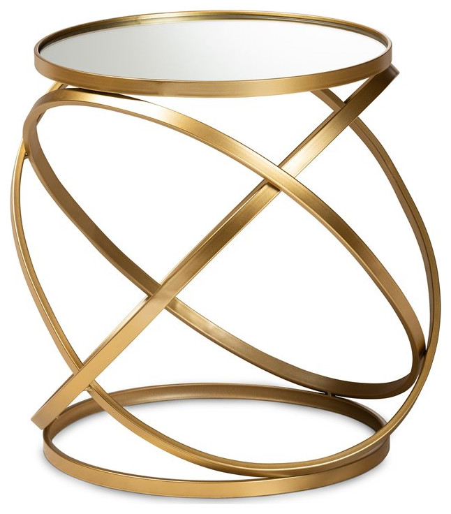 Baxton Studio Glam and Luxe Gold Finished Metal and Mirrored Glass End Table   Side Tables And End Tables   by Dot  ampBo  Houzz