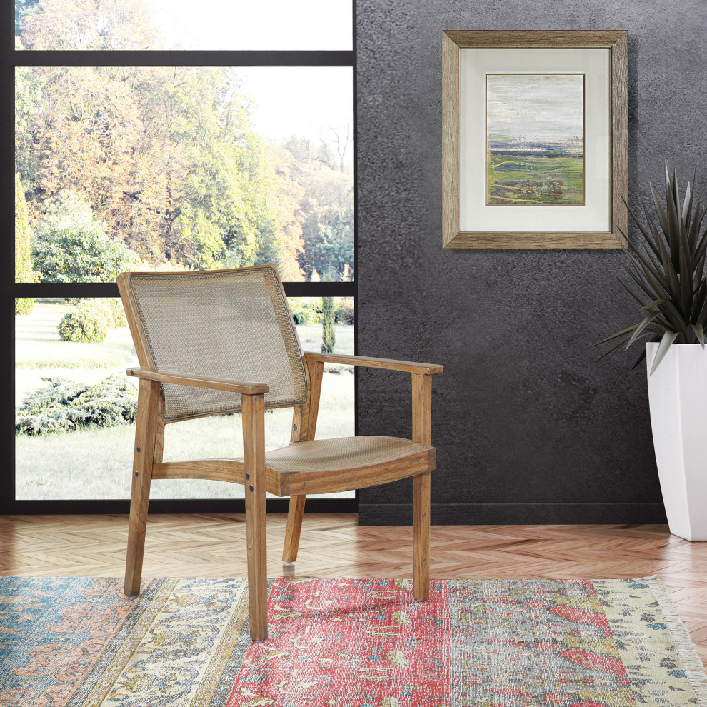 Lavine Cane Armchair With Rustic Gray Frame   Tropical   Armchairs And Accent Chairs   by Office Star Products  Houzz