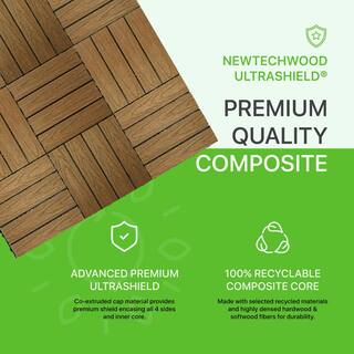 NewTechWood UltraShield Naturale 1 ft. x 1 ft. Quick Deck Outdoor Composite Deck Tile in Peruvian Teak (10 sq. ft. Per Box) US-QD-ZX-TK