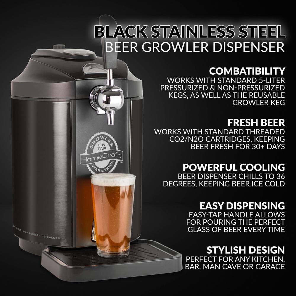 HomeCraft 169 oz. Black Stainless Steel On Tap Beer Growler System HCCBD5BS