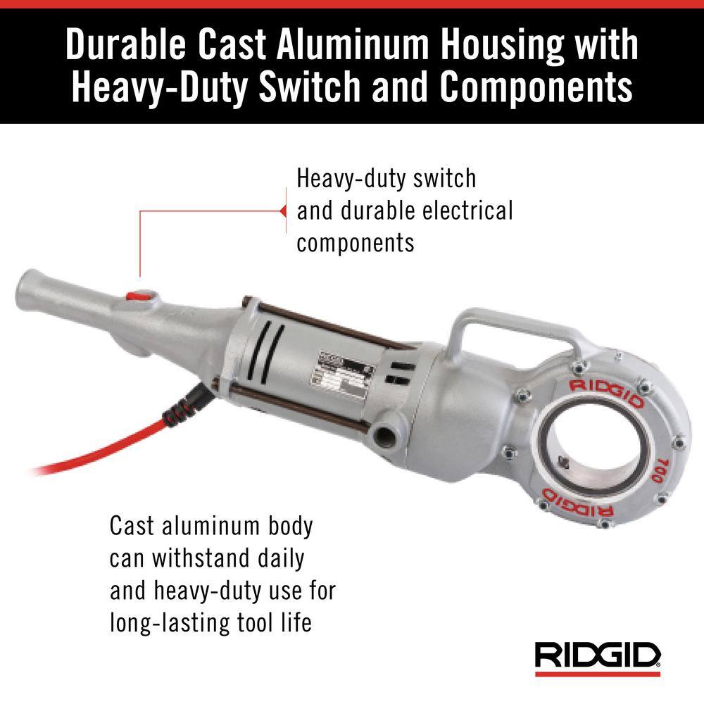 RIDGID 700 Power Drive Compact Handheld Heavy-Duty Pipe Threading Machine for 12-R Die Heads (Tool Only) 41935