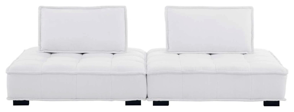 Nan White Tufted Fabric Fabric 2 Piece Loveseat   Transitional   Loveseats   by Virgil Stanis Design  Houzz