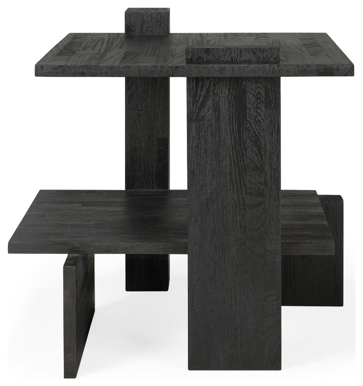 Black Teak Architectural Side Table  OROA Abstract   Transitional   Side Tables And End Tables   by Oroa   Distinctive Furniture  Houzz