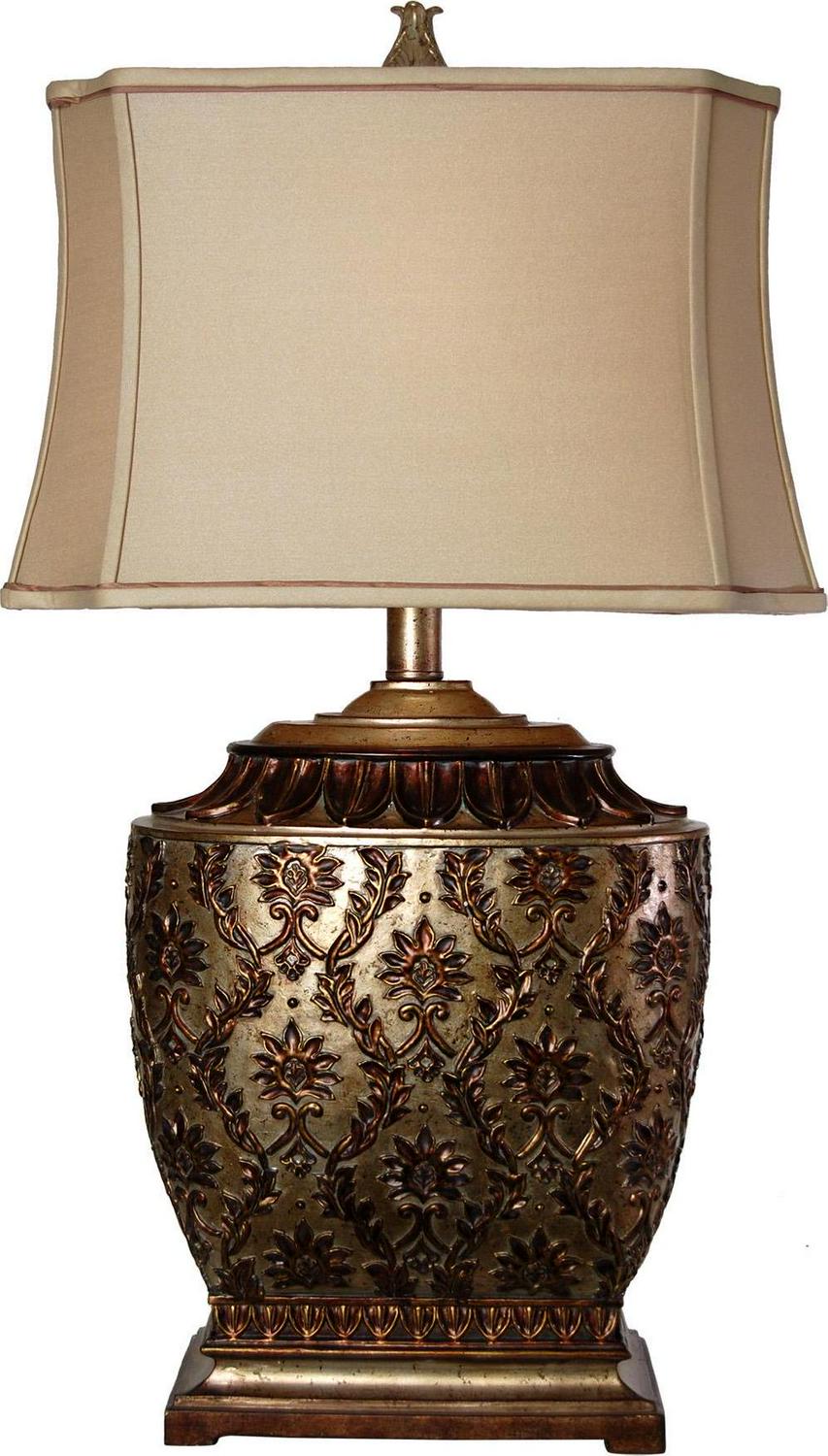 Jane Seymour  Table Lamp  Antique Platinum+Barbados Finish  Beige Fabric Shade