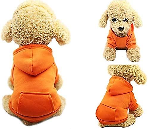 Winter Dog Hoodie Sweatshirts With Pockets Warm Dog Clothes For Small Dogs Chihuahua Coat Clothing Puppy Cat Custume (large， Orange)