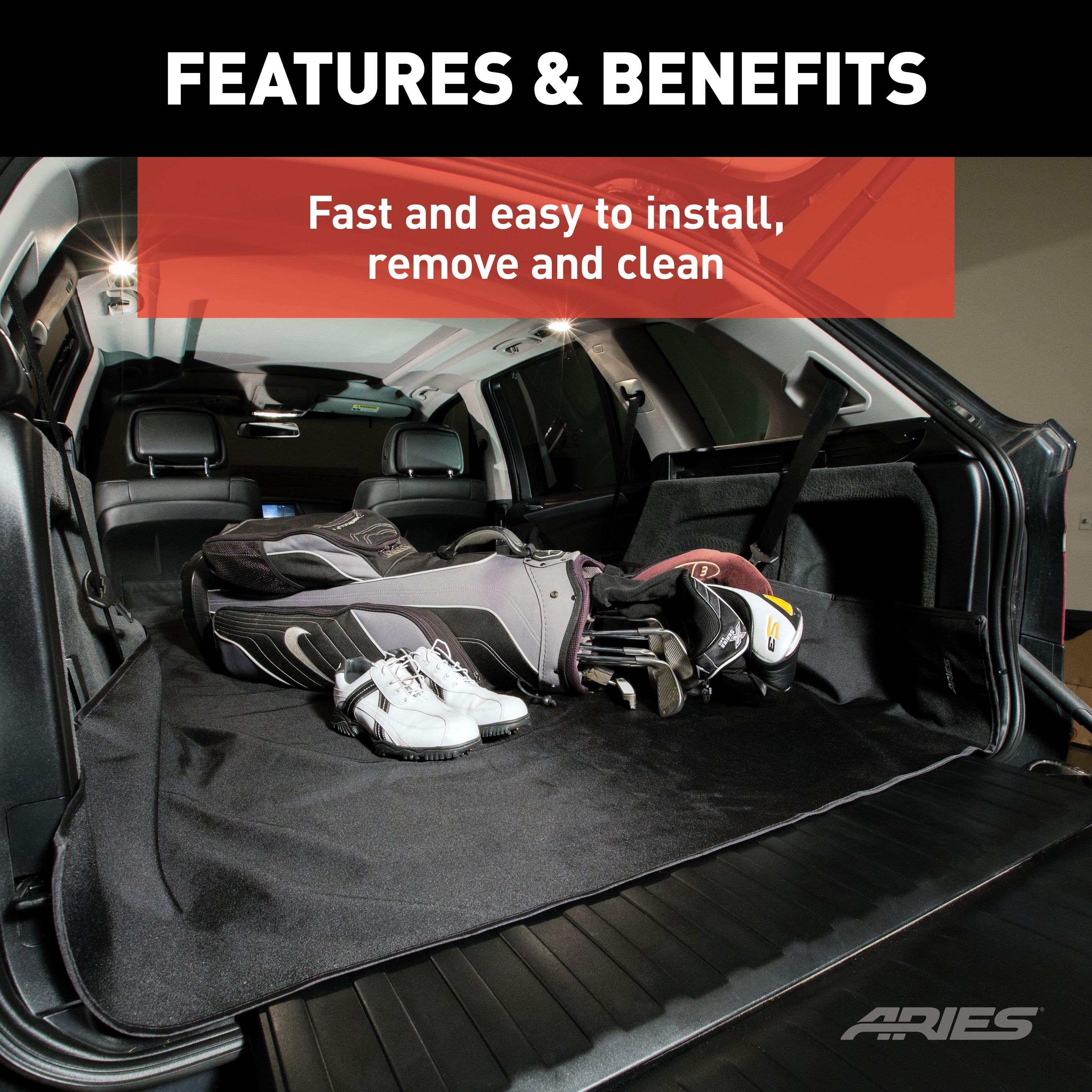 ARIES 3149-09 Seat Defender 60-Inch Black Waterproof Cargo Blanket Trunk Liner Protector