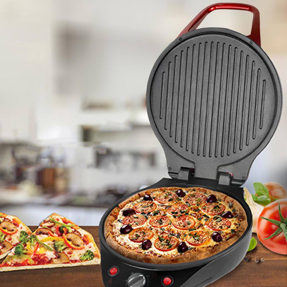 Brentwood 1200 Watt 12 Inch Non Stick Pizza Maker and Grill in Red 985117020M