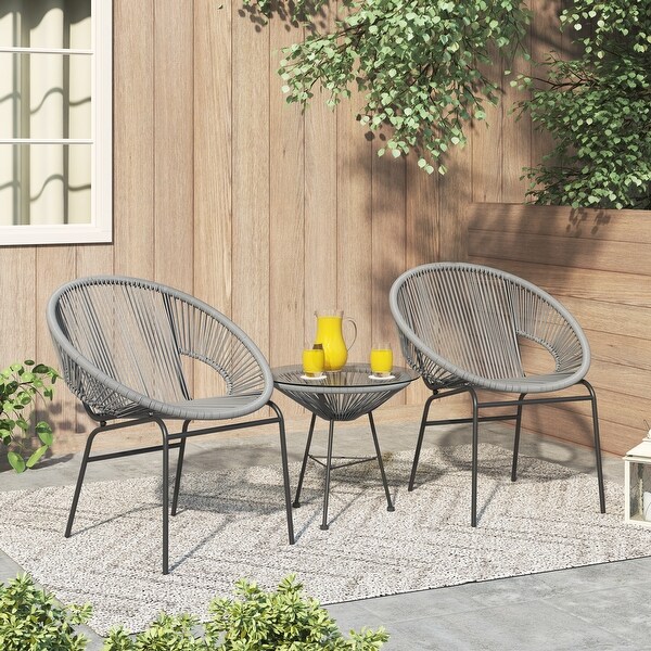 Corvus Sarcelles Woven Wicker 3piece Indoor/Outdoor Chat Bistro Set