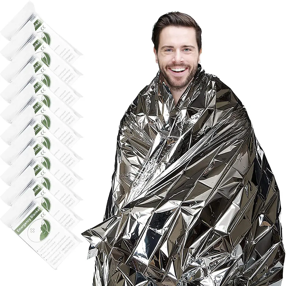 Wholesale Outdoor Hiking s Camping Lightweight Mylar Emergency Thermal Survive Foil Heating Blanket Survival