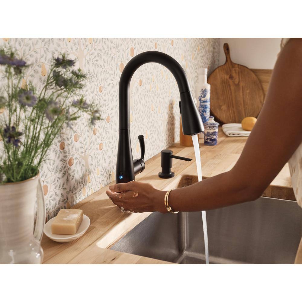 MOEN Essie Touchless Single-Handle Pull-Down Sprayer Kitchen Faucet with MotionSense Wave and Power Clean in Matte Black 87014EWBL