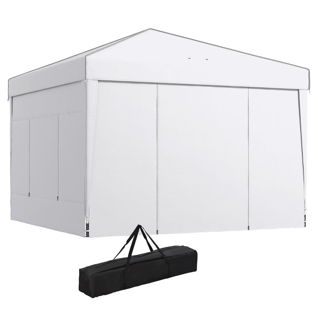 Outsunny 9 7 x27 X 9 7 x27 Pop Up Canopy With Sidewalls Portable Canopy Tent With 2 Mesh Windows Reflective Strips Carry Bag