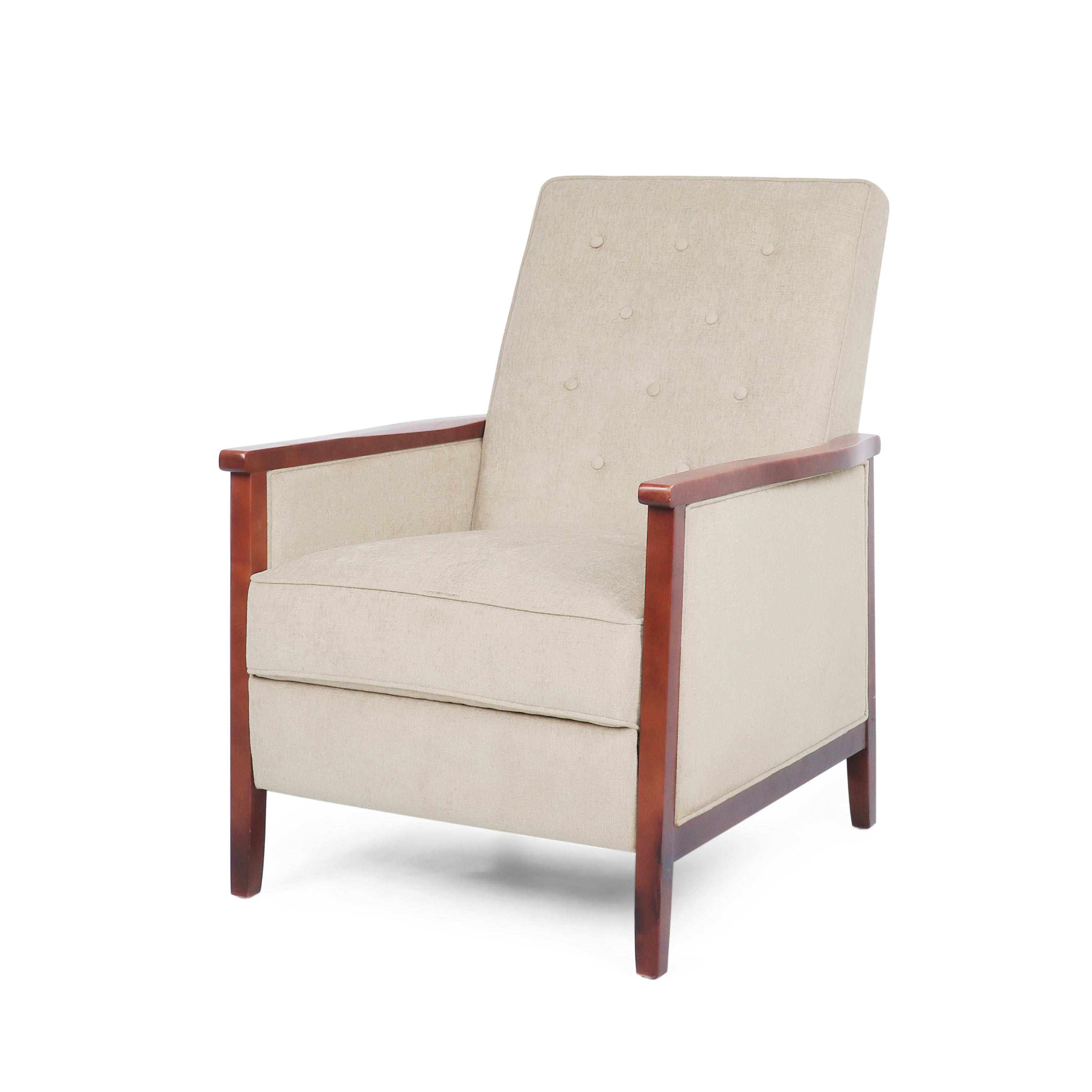 Albatros Mid Century Modern Fabric Tufted Wood Pushback Recliner