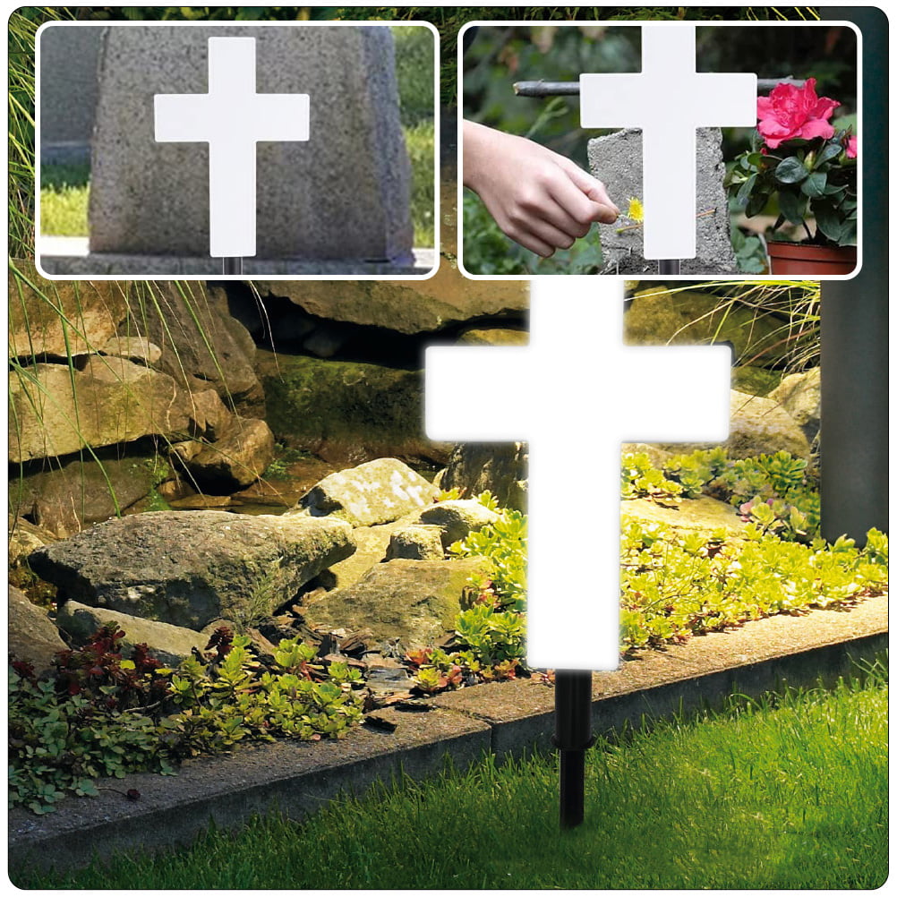 Hemoton Garden Solar Cross Stake Light Lamp Halloween Lights Lamp Stakes Landscape Gift Lawn Decor Grave Christmas Memorial