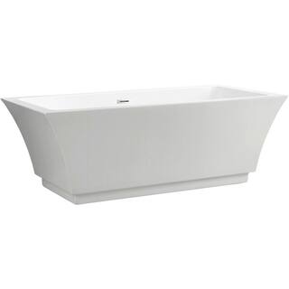 Vanity Art Strasbourg 59 in. Acrylic Flatbottom Freestanding Bathtub in White VA6817